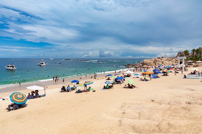 Arch Views & Snorkeling Paradise at Chileno Beach Private tour - Seeing El Arco from a glass-bottom boat