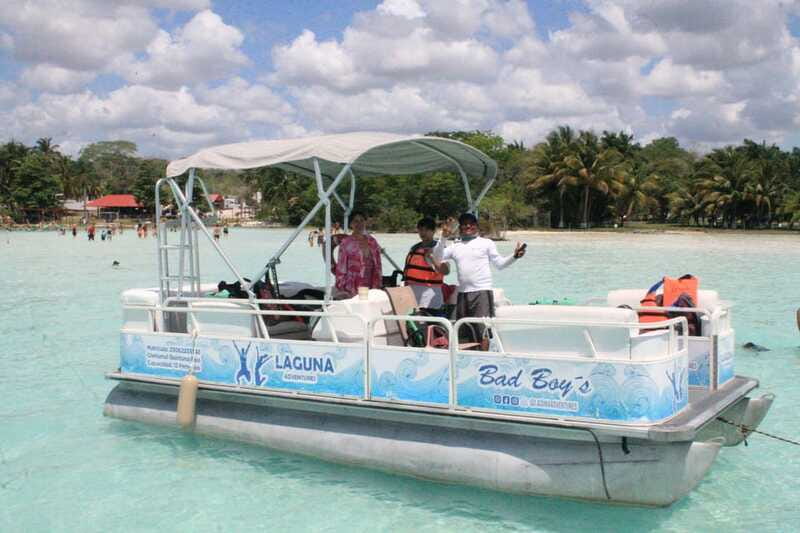 Bacalar: Lake of Seven Colors Pontoon Tour with Fruit - Black Cenote, Also Called the Witch Cenote