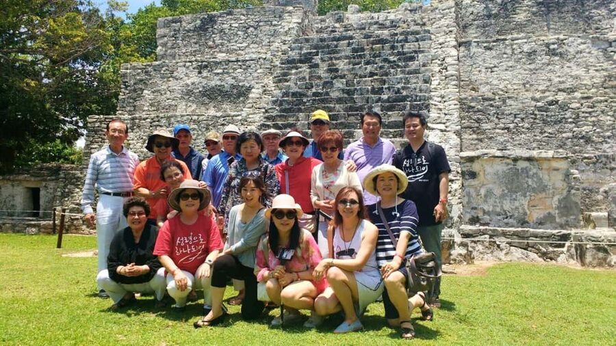 Cancun: Guided City Tour with Shopping by Double Decker Bus - El Meco, a small Maya site with a useful change of pace