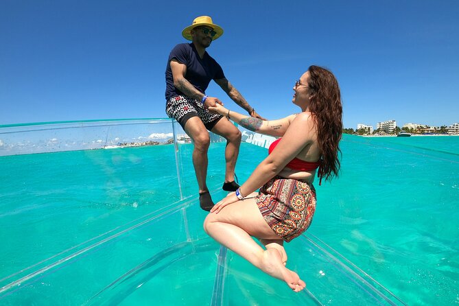 Clearboat: Glass-bottom boat ride to the Caribean Sea - From Isla Mujeres: clearer water and stronger wildlife potential