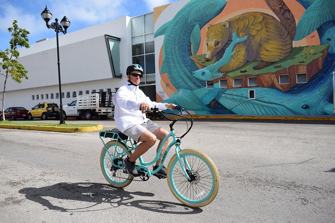 E-Bike City Tour though Cozumel & Taco Tasting Tour - San Miguel Church begins the local story