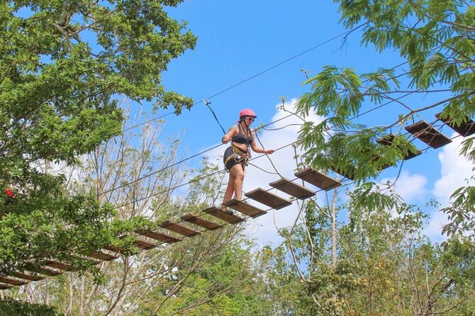Family ATV Cenote Five Zip Lines Photos Taco Lunch Tequila Taste - Riding modern ATVs on rough jungle trails