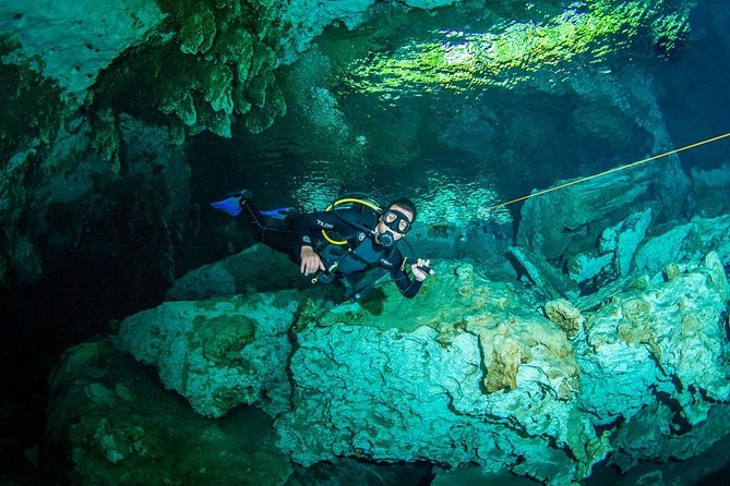 Go for 2 dives in cenote Dos ojos for certified divers - The Bat Cave route: an underground change of scene