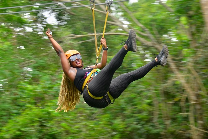 Half-day Adventure: Cenote + Ziplining + ATV Tour - Five ziplines above the trees