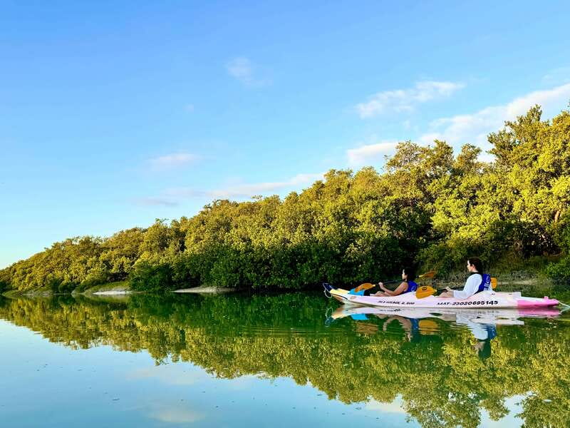 Holbox: Sunrise & Mangrove Kayak Tour - A fruit snack in the middle of the river