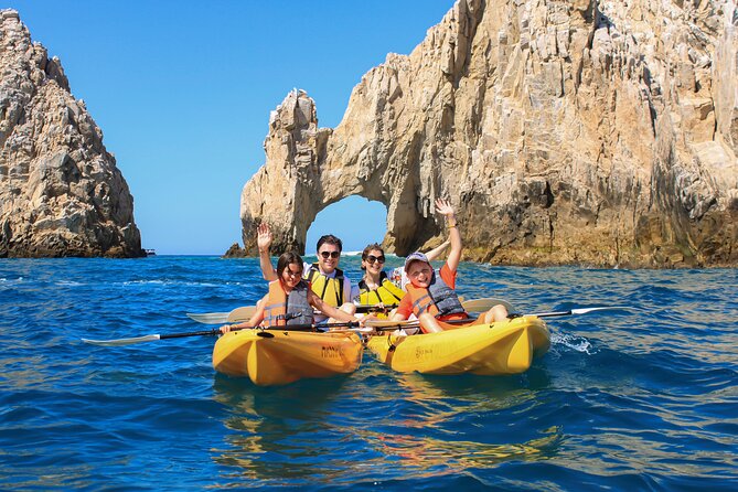 Kayak Expedition to the Arch of Cabo San Lucas, Lovers Beach & Snorkel - Paddling Toward Neptune’s Finger