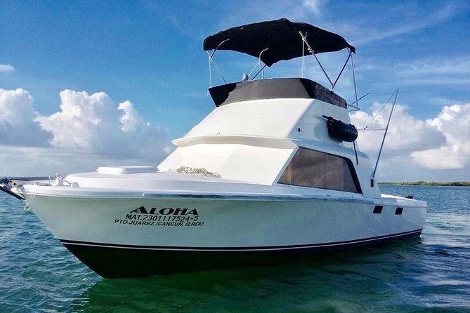 Private fishing charter Bertram 31ft 6 pax max if you don't fish you don't pay - Leaving Cancun Sunset Marina