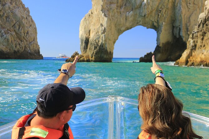 Tours in Cabo, Paseo al Arco and Fin de la Tierra in the only Clear Boat - Cruising toward Land’s End and the Arch
