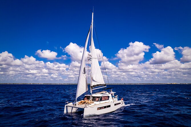 Tulum: Luxury Sail & Snorkel – All Inclusive 34' Catamaran - A private catamaran day from Puerto Aventuras