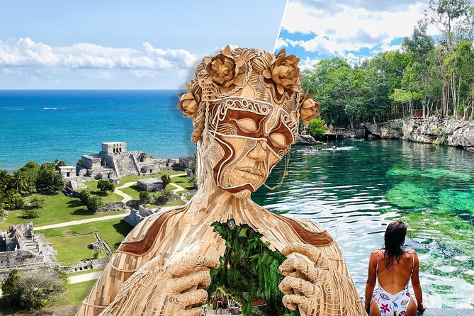 Tulum Ruins 4 Cenotes & Giant Sculpture - Tulum ruins and the Caribbean edge